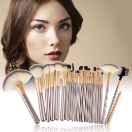 24pcs Makeup Brushes Set Powder Foundation Eyeshadow Eyeliner Lip Champagne