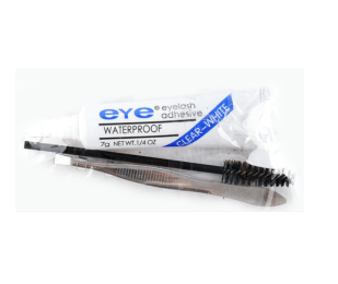 BQI False Eyelashes Tool Kit - Adhesive;  Tweezer;  and Mascara Brush